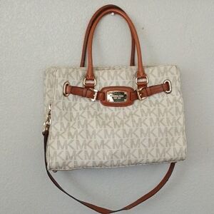 Michael Kors Hamilton White And Brown Tote Bag